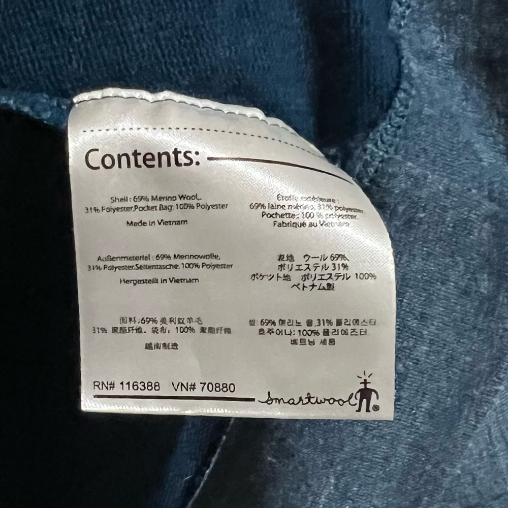SmartWool Blue Merino Wool Front Zip Convertible Magnetic Collar Jacket Small - Picture 13 of 15